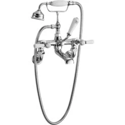 Hudson Reed White Topaz Lever Wall Bath Shower Mixer Hex