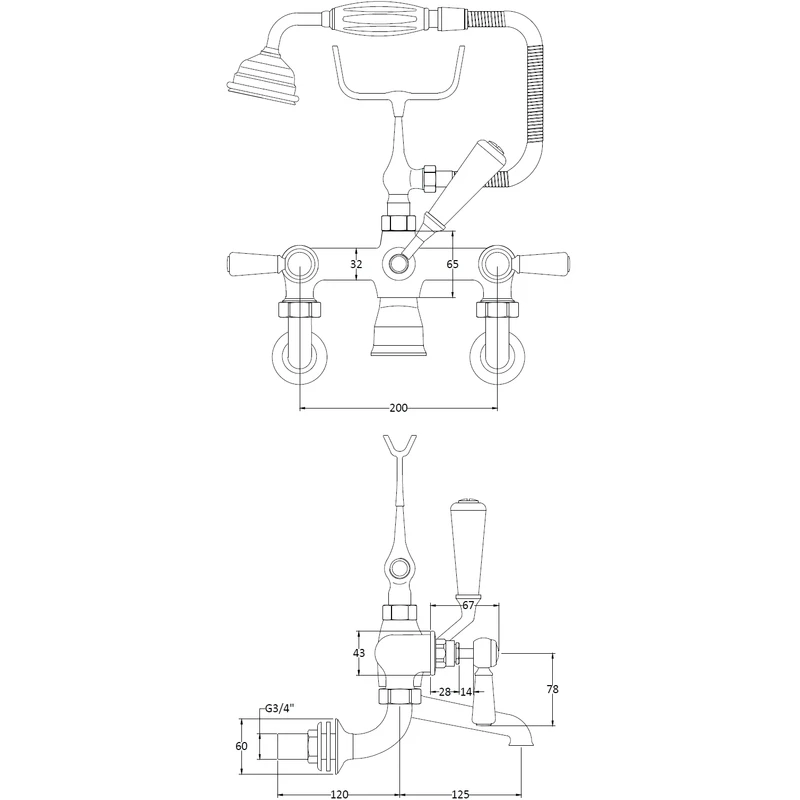 Hudson Reed White Topaz Lever Wall Bath Shower Mixer Hex 4 Hudson Reed White Topaz Lever Wall Bath Shower Mixer Hex - Image 2