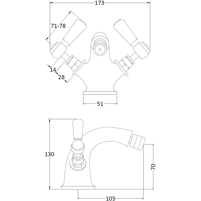 Hudson Reed White Topaz Lever Bidet Tap Hex 4 Hudson Reed White Topaz Lever Bidet Tap Hex - Image 2