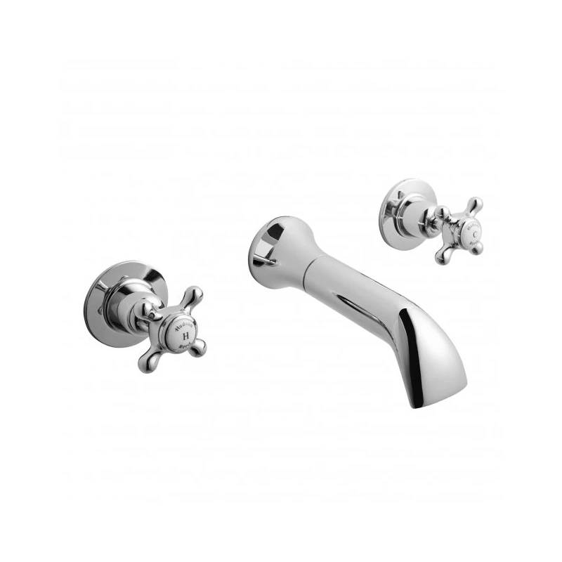 Hudson Reed Topaz Crosshead Dome Wall Basin Mixer Tap Chrome/White 3 Hudson Reed Topaz Crosshead Dome Wall Basin Mixer Tap Chrome/White