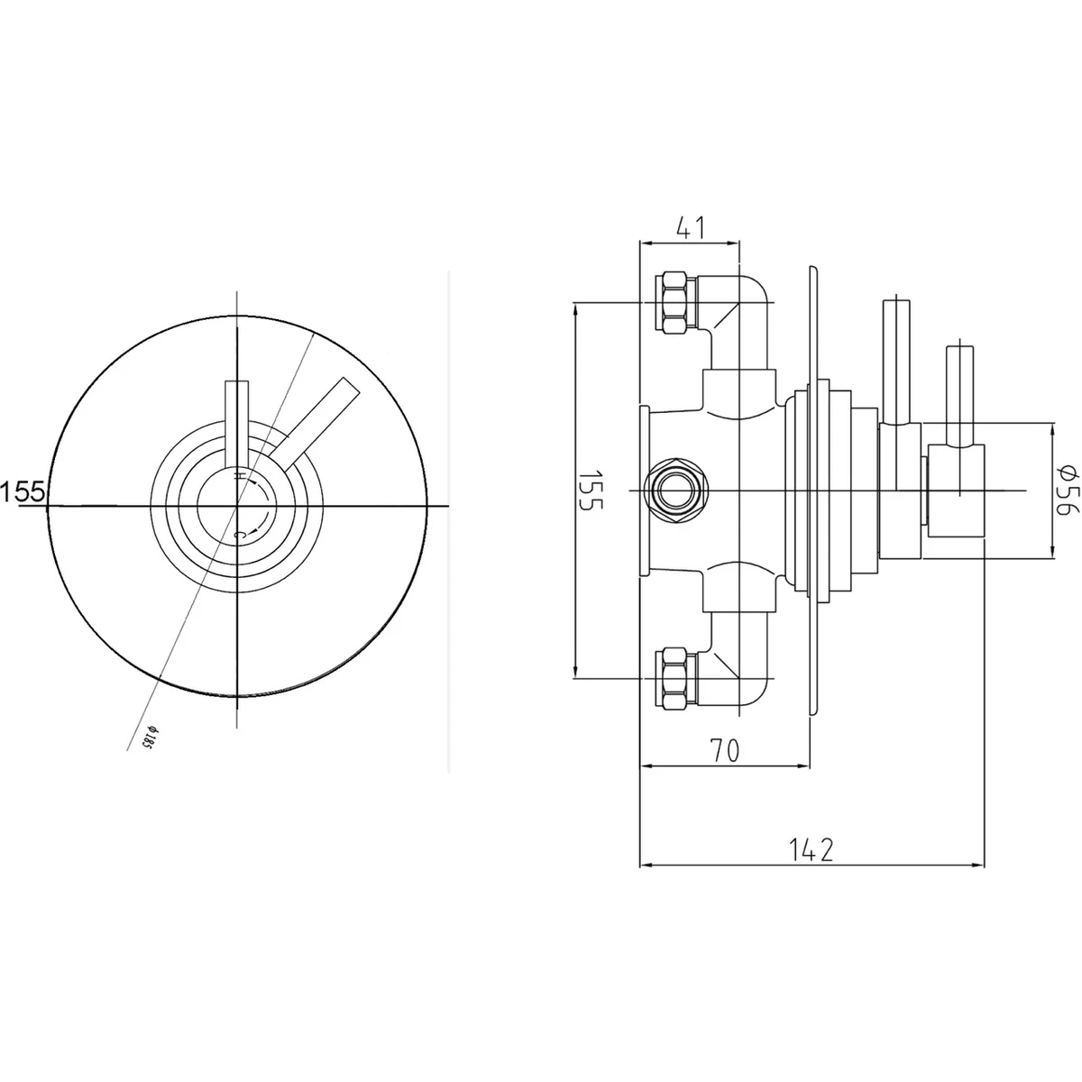 Hudson Reed Tec Dual Concealed Thermostatic Shower Valve 4 Hudson Reed Tec Dual Concealed Thermostatic Shower Valve - Image 2