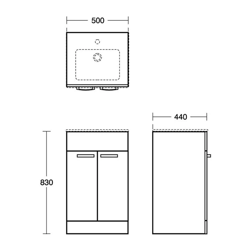 Ideal Standard Tempo 500mm Floor Vanity Basin Unit E1102 Lava Grey 4 Ideal Standard Tempo 500mm Floor Vanity Basin Unit E1102 Lava Grey - Image 2