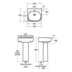 Ideal Standard Jasper Morrison 500mm 1 Taphole Basin & Full Pedestal -Home Furnishings ideal standard e618301 e621101 4