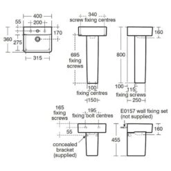 Ideal Standard Concept Cube 400mm 1 Taphole Basin & Full Pedestal -Home Furnishings ideal standard e803101 e783801 2