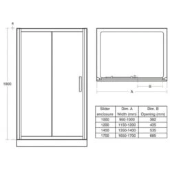 Ideal Standard Synergy 1400mm Slider Door L6290 Bright Silver -Home Furnishings ideal standard l6290eo 2