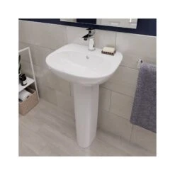 Ideal Standard Tesi 450mm 1 Taphole Cloakroom Basin & Full Pedestal -Home Furnishings ideal standard t031301 t352101 3