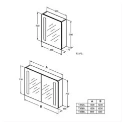 Ideal Standard 100cm Mirror Cabinet With Bottom & Front Light -Home Furnishings ideal standard t3389al 3