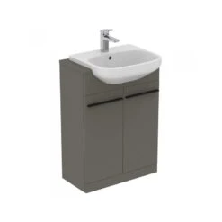 Ideal Standard I.Life A 2 Door 600mm Floor Unit & Basin Matt Quartz Grey