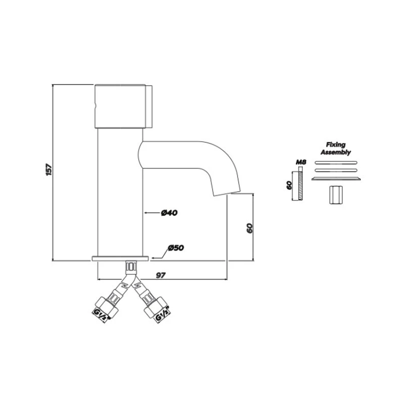 Inta Non Concussive Basin Mounted Manual Mixer Tap 4 Inta Non Concussive Basin Mounted Manual Mixer Tap - Image 2