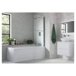 Iona P-Shape Supercast 1675mm 0TH Shower Bath RH -Home Furnishings iona dibsh016c 3