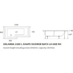 Iona Solarna L Shape 1500x700mm LH Shower Bath Pack 7 Iona Solarna L Shape 1500x700mm LH Shower Bath Pack -Home Furnishings iona dibshp082 3