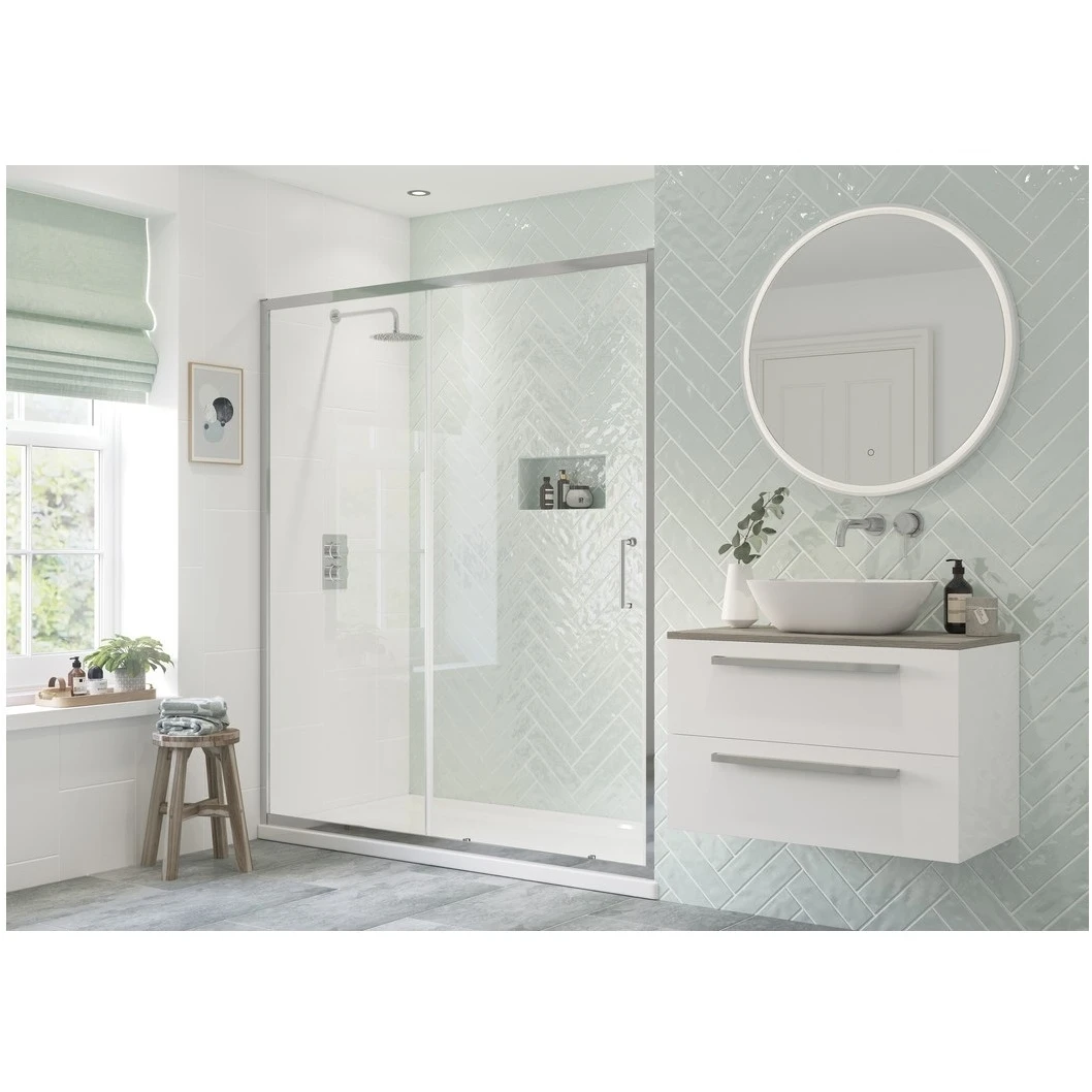 Refresh Dove Framed 1500mm Sliding Shower Door 3 Refresh Dove Framed 1500mm Sliding Shower Door