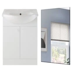 Iona Celo 560mm Floor Unit, Basin & Portland Mirror