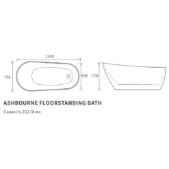 Iona Hampton Freestanding 1500x700mm Slipper Bath 7 Iona Hampton Freestanding 1500x700mm Slipper Bath -Home Furnishings iona ftdi104119 3