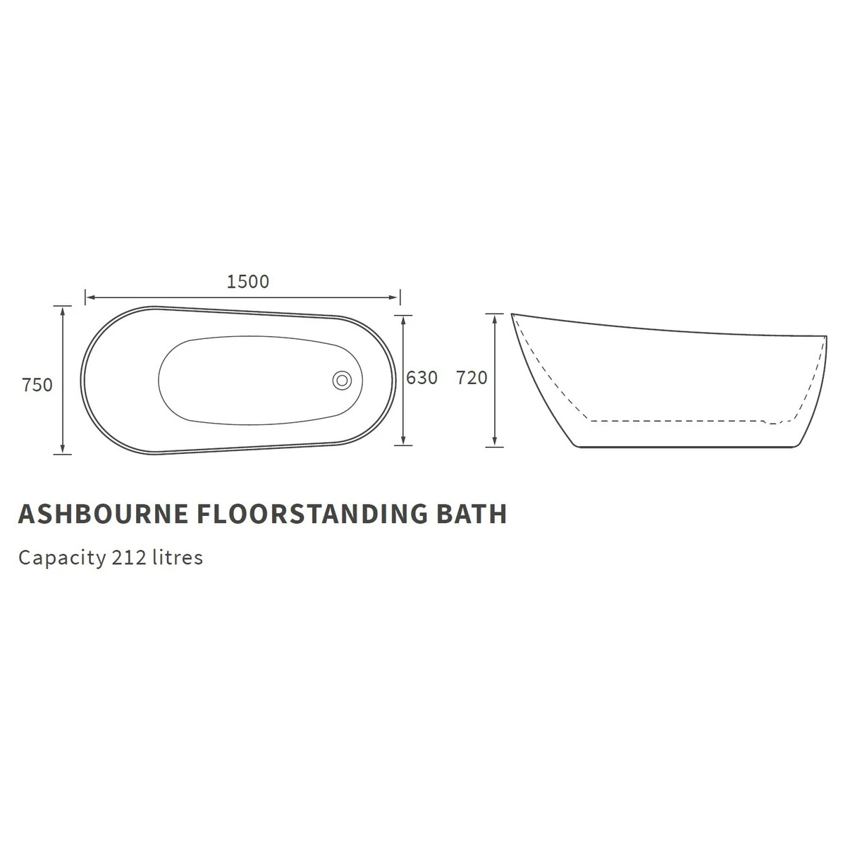 Iona Hampton Freestanding 1500x700mm Slipper Bath 5 Iona Hampton Freestanding 1500x700mm Slipper Bath - Image 3