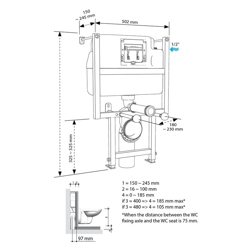 Iona Low Height WC Frame 4 Iona Low Height WC Frame - Image 2