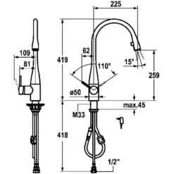KWC Eve Sink Mixer With Pull-Out Aerator & Light Stainless Steel -Home Furnishings kwc 10121103700 2