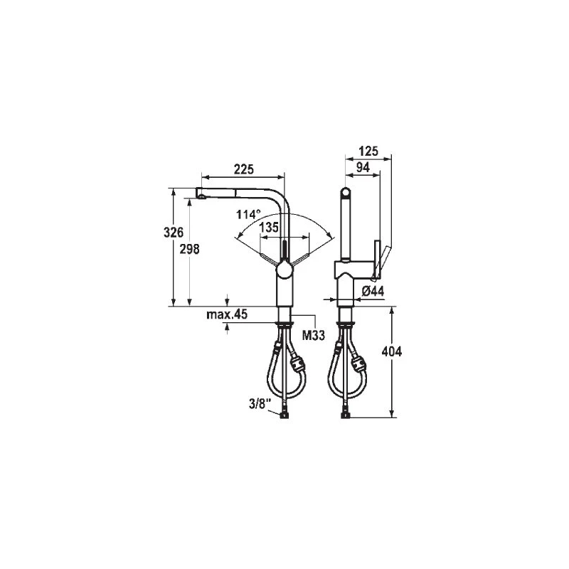 KWC Livello Mono Sink Mixer With Pull-Out Spout Stainless Steel 4 KWC Livello Mono Sink Mixer With Pull-Out Spout Stainless Steel - Image 2