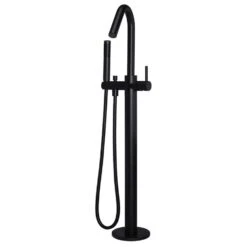 Meir Round Freestanding Bath Spout & Hand Shower Matte Black -Home Furnishings meir mb09 6
