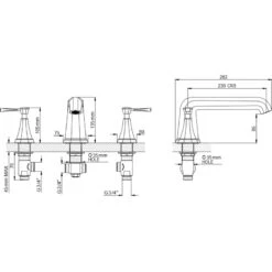 Perrin & Rowe Deco 3 Hole Bath Filler, Lever 5 Perrin & Rowe Deco 3 Hole Bath Filler, Lever -Home Furnishings perrin rowe 3158cp 2