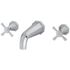 Perrin & Rowe Deco Crosstop 3 Hole Wall Bath Filler Pewter