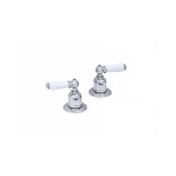 Perrin & Rowe Pair Of 3/4″ Deck Valves With Lever Handles Nickel