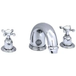 Perrin & Rowe 7″ 3 Hole Bath Set With Crosshead Handles Pewter