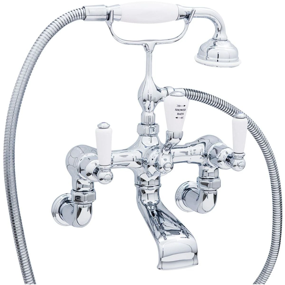Perrin & Rowe Traditional Bath Shower Mixer & Wall Unions, Lever 3 Perrin & Rowe Traditional Bath Shower Mixer & Wall Unions, Lever