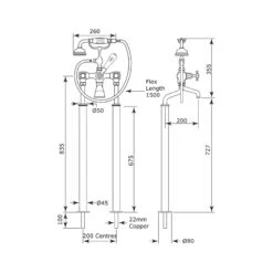 Perrin & Rowe Traditional Bath Shower Mixer Tap & Floor Legs 5 Perrin & Rowe Traditional Bath Shower Mixer Tap & Floor Legs -Home Furnishings perrin rowe 3521 1cp 2