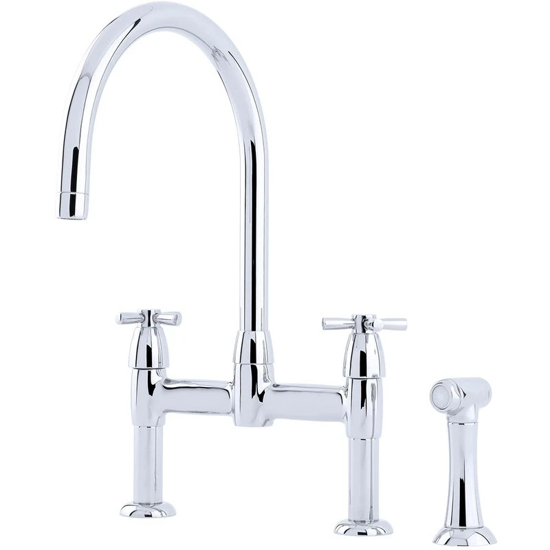 Perrin & Rowe Io Crosshead 2 Hole Sink Mixer & Rinse Chrome 3 Perrin & Rowe Io Crosshead 2 Hole Sink Mixer & Rinse Chrome