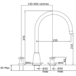 Perrin & Rowe Callisto Crosshead C Spout 3 Hole Sink Mixer Pewter 5 Perrin & Rowe Callisto Crosshead C Spout 3 Hole Sink Mixer Pewter -Home Furnishings perrin rowe 4885pf 2