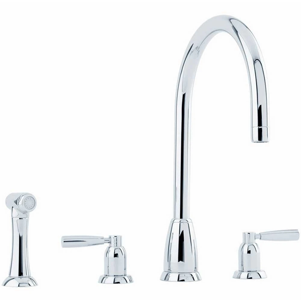 Perrin & Rowe Callisto 3 Hole C Spout Sink Mixer & Spray Chrome 3 Perrin & Rowe Callisto 3 Hole C Spout Sink Mixer & Spray Chrome
