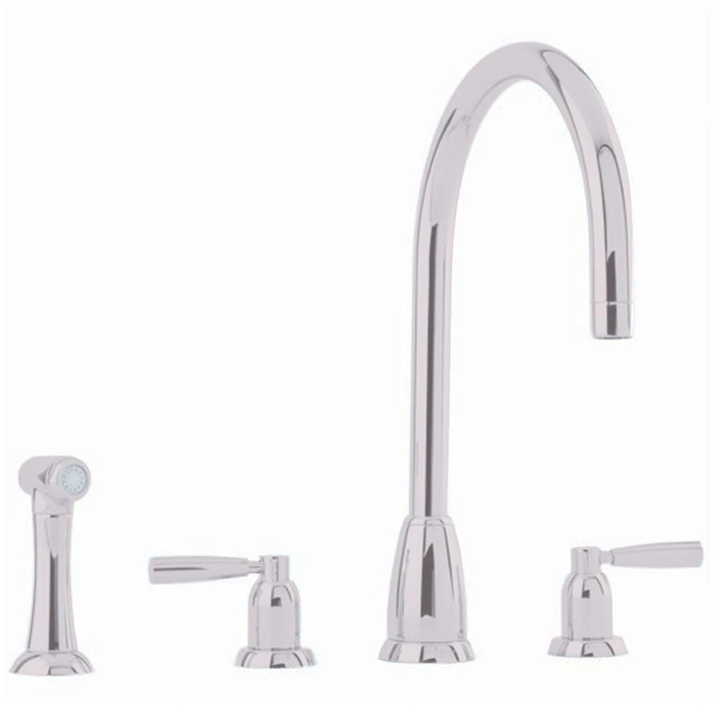 Perrin & Rowe Callisto 3 Hole C Spout Sink Mixer & Spray Pewter 3 Perrin & Rowe Callisto 3 Hole C Spout Sink Mixer & Spray Pewter