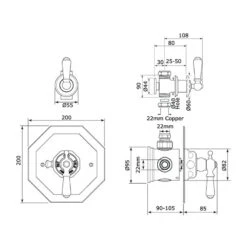 Perrin & Rowe Traditional Concealed Thermostatic Shower Mixer, Lever -Home Furnishings perrin rowe 5575cp 2