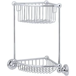 Perrin & Rowe 2 Tier Corner Basket Gold