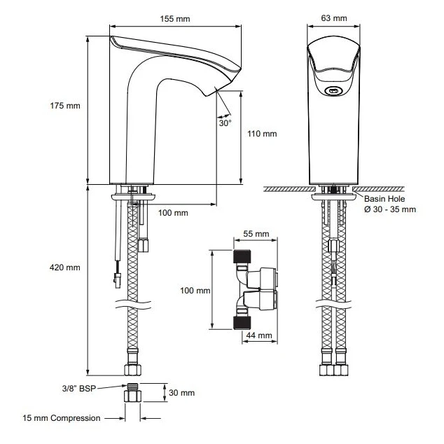 Rada Intelligent Care MX1 20NF Basin Tap 4 Rada Intelligent Care MX1 20NF Basin Tap - Image 2