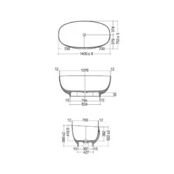 RAK Cloud Freestanding Bath Tub Grey -Home Furnishings rak clobt14075503 2