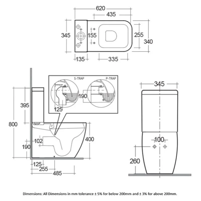 RAK Metropolitan Rimless Closed Back WC Pan, Cistern & Seat 4 RAK Metropolitan Rimless Closed Back WC Pan, Cistern & Seat - Image 2