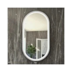 RAK Art Oval LED Illuminated Mirror With Demister 1000x450mm Chrome
