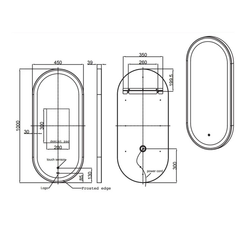 RAK Art Oval LED Illuminated Mirror With Demister 1000x450mm Chrome 4 RAK Art Oval LED Illuminated Mirror With Demister 1000x450mm Chrome - Image 2