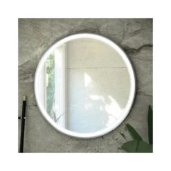 RAK Art Round LED Illuminated Mirror With Demister 800mm Brushed Nickel