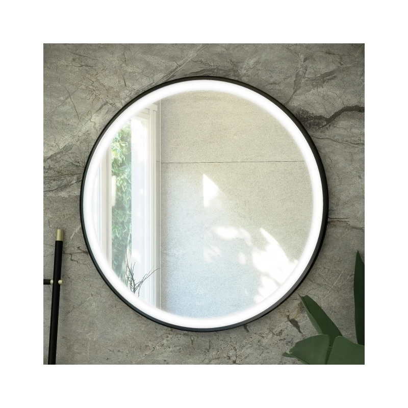 RAK Art Round LED Illuminated Mirror With Demister 600mm Matt Black 3 RAK Art Round LED Illuminated Mirror With Demister 600mm Matt Black