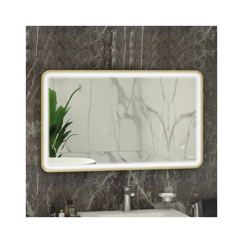 RAK Art Soft LED Illuminated Mirror With Demister 600x1200mm Brushed Gold 3 RAK Art Soft LED Illuminated Mirror With Demister 600x1200mm Brushed Gold