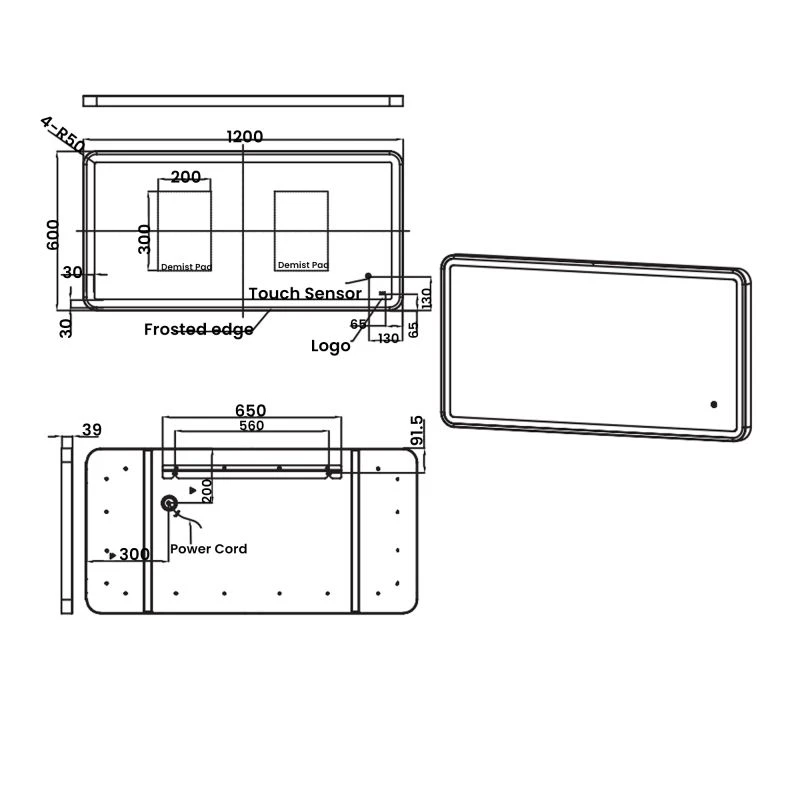 RAK Art Soft LED Illuminated Mirror With Demister 600x1200mm Brushed Gold 4 RAK Art Soft LED Illuminated Mirror With Demister 600x1200mm Brushed Gold - Image 2