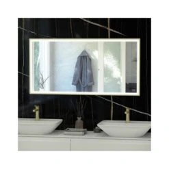 RAK Art Square LED Mirror With Demister 600x1200mm Brushed Gold