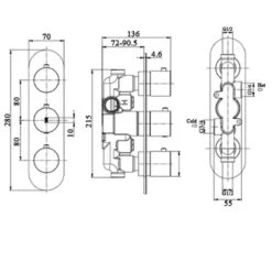 RAK Feeling Round Dual Outlet Concealed Shower Valve Cappuccino -Home Furnishings rak rakfsv2514r 3