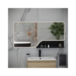 RAK Ornate LED Illuminated Mirror With Demister 600x1200mm Brushed Nickel