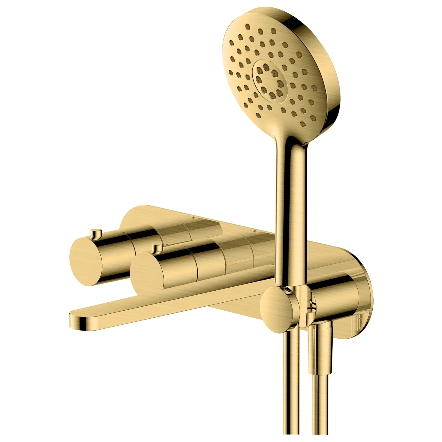 RAK Petit Round Wall Thermostatic Bath Shower Mixer Brushed Gold 3 RAK Petit Round Wall Thermostatic Bath Shower Mixer Brushed Gold