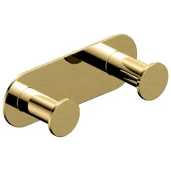 RAK Petit Round Double Robe Hook Brushed Gold