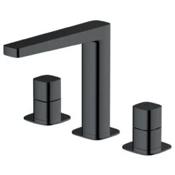 RAK Petit Square 3 Hole Basin Mixer Matt Black